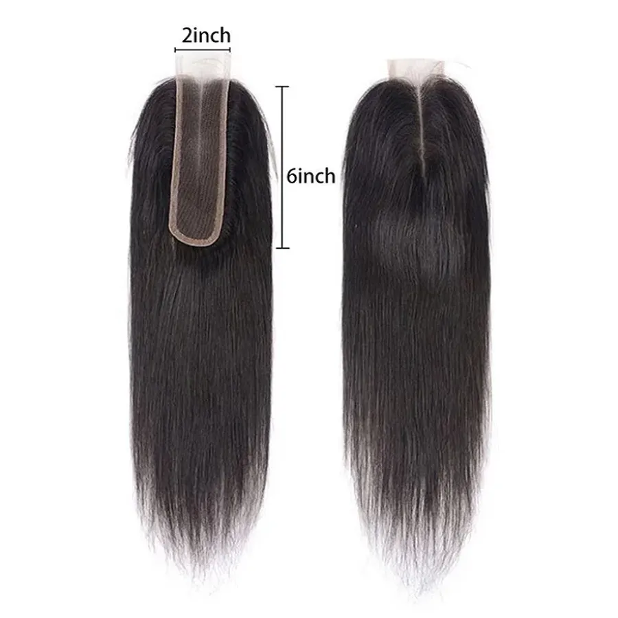 2x6 Lace Closure Straight 100% Human Hair Middle Part