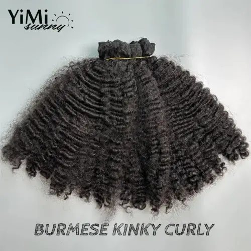 Burmese Kinky Curly Human Hair Weft Remy Mongolia Human Hair