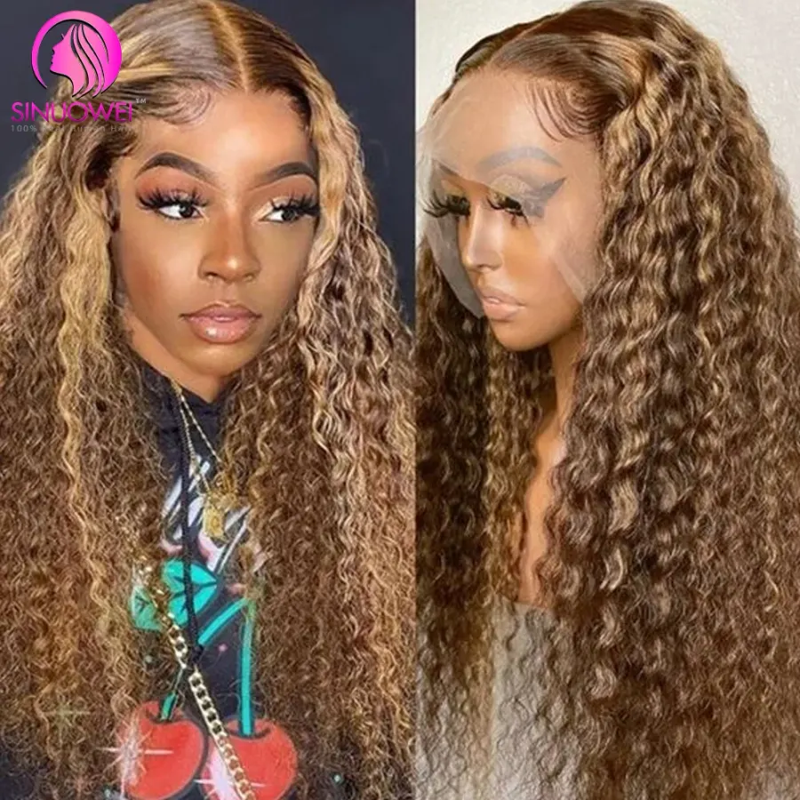 Ombre Honey Blonde 13x4 Transparent Water Wave Lace Front