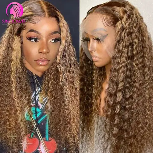 Ombre Honey Blonde 13x4 Transparent Water Wave Lace Front