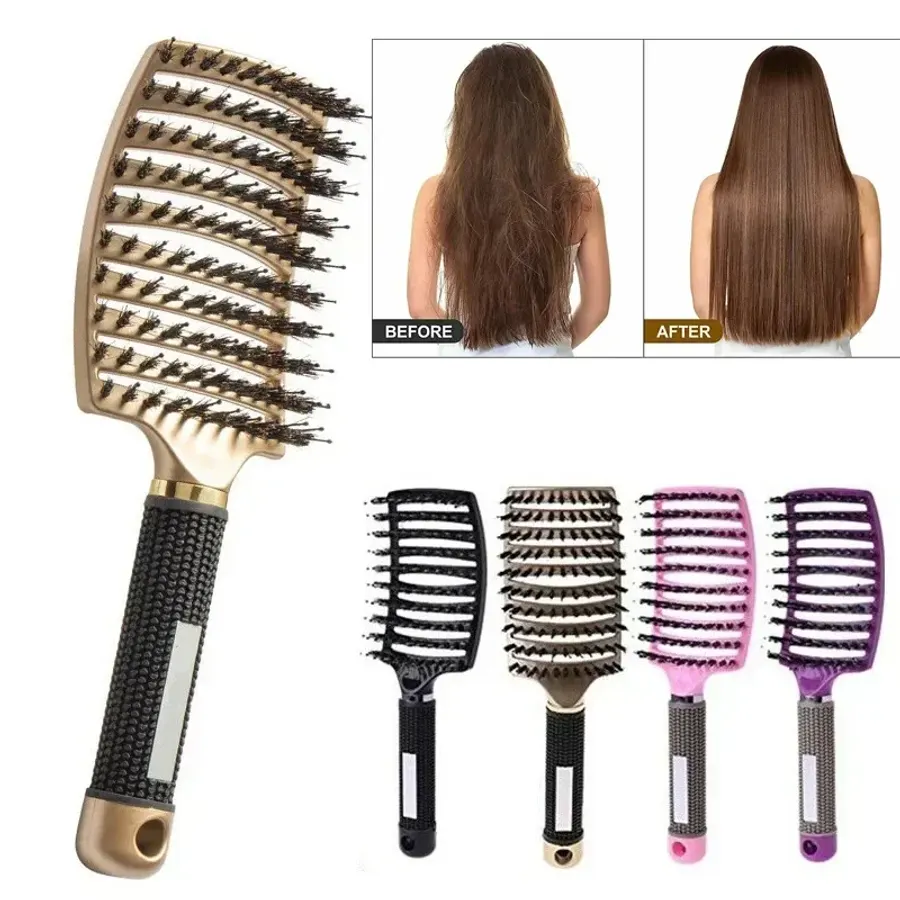 Hair Brush Scalp Massage Comb Hairbrush Boar Bristle Nylon