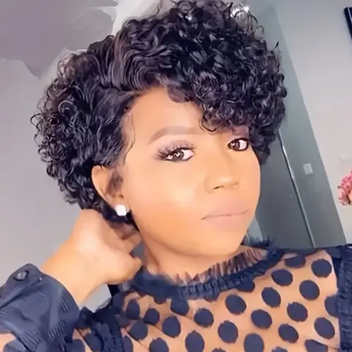 Short Bob Wig Pixie Cut Wig Curly Human Hair Wigs 13x6x1 Lace