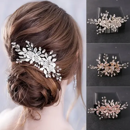 Trendy Gold Flower Hairpin Bridal Hair Accessories Wedding