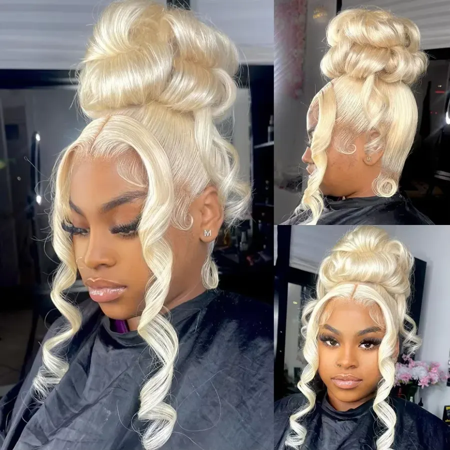 Blonde 360 Lace Front Wig Human Hiar Pre Plucked 613 Blonde
