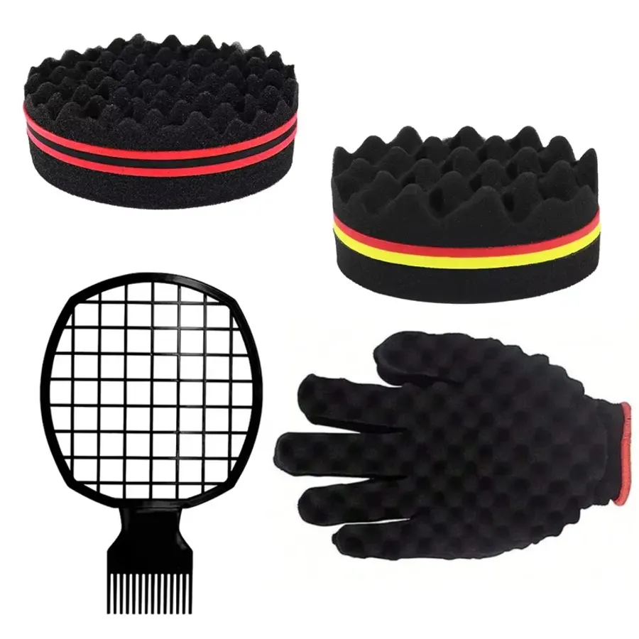 2pcs Afro Twist hair comb sponge for men and women's curly