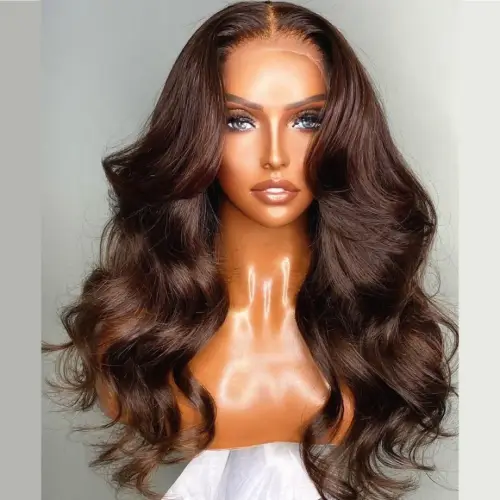 Chocolate Brown Human Hair Wig 13x6 Lace Frontal Wigs Body