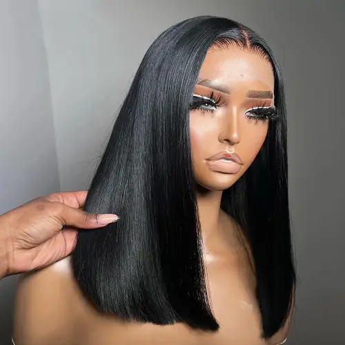 BOB Lace Front Wig Human Hair Straight 200% Full Density 13x4