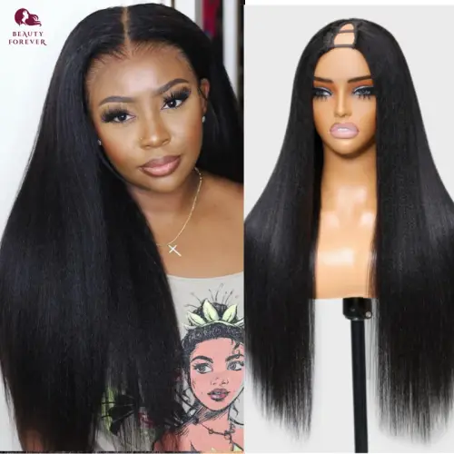 Beautyforever EasiContour Yaki Straight V Part Wig Human Hair