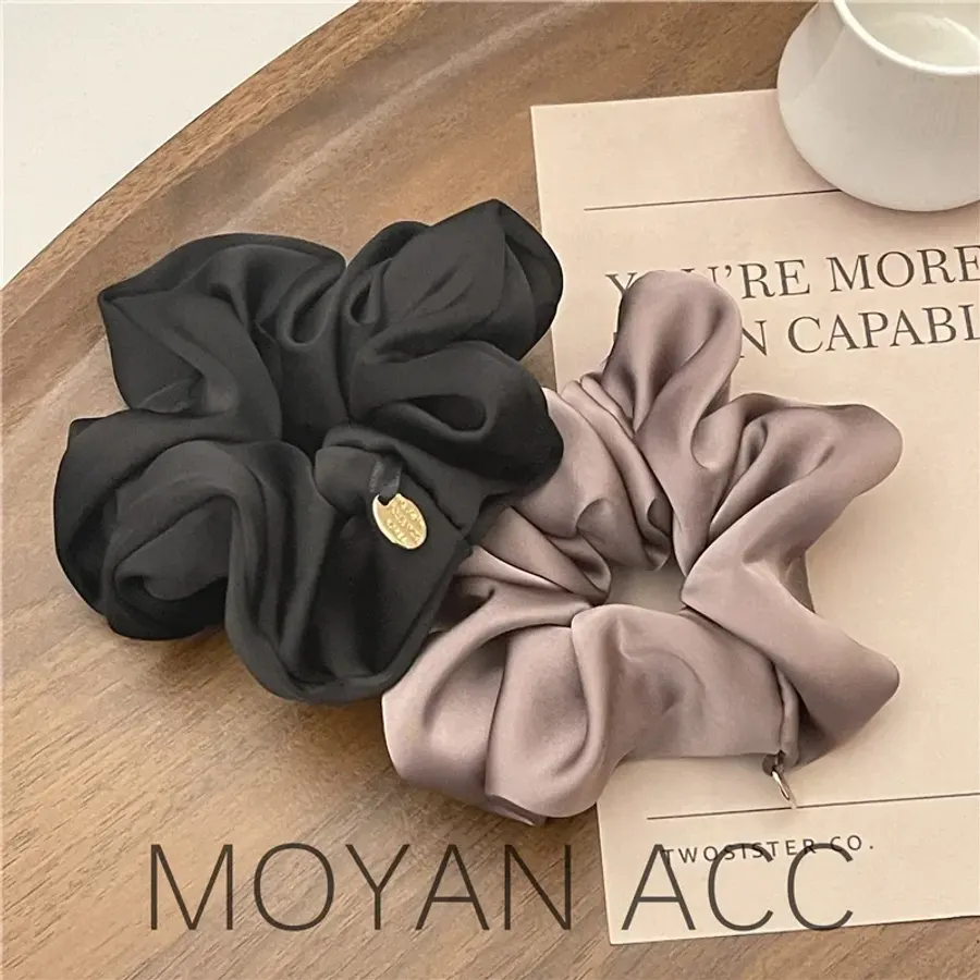 Satin Silk Hair Scrunchies Black Hair Ties for Girls and