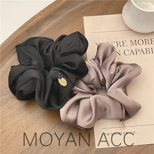 Satin Silk Hair Scrunchies Black Hair Ties for Girls and