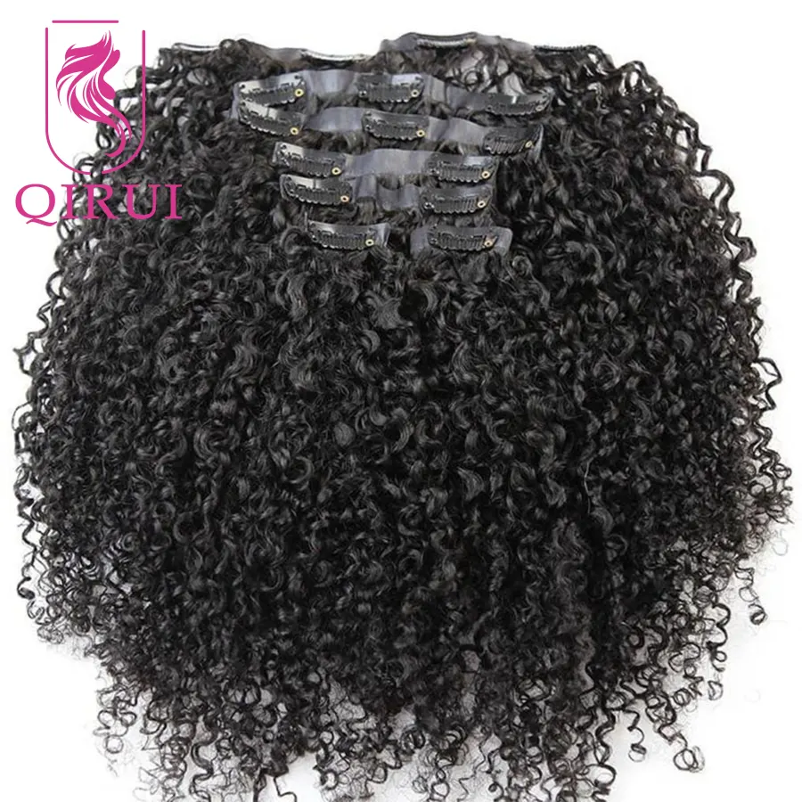 Kinky Curly Seamless Clip Ins Human Hair PU Clip In Hair