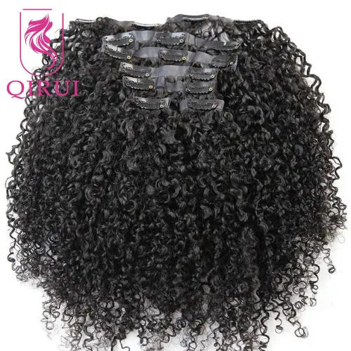 Kinky Curly Seamless Clip Ins Human Hair PU Clip In Hair