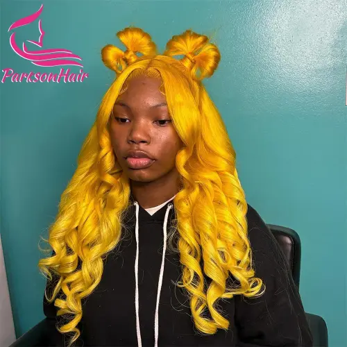 Loose Wave Honey Blonde Full Lace Wig HD Yellow 613 Colored