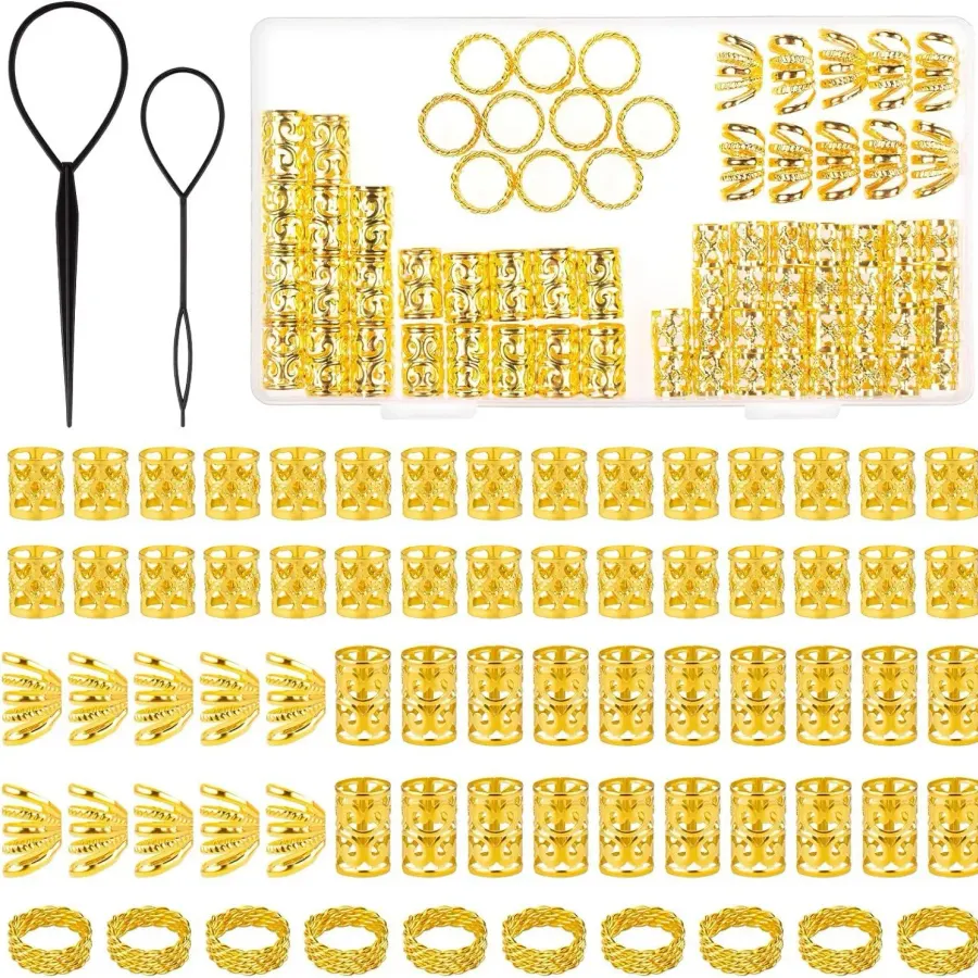 72PCS Silver Gold Hair Beads Jewelry Braid Accessories Hair