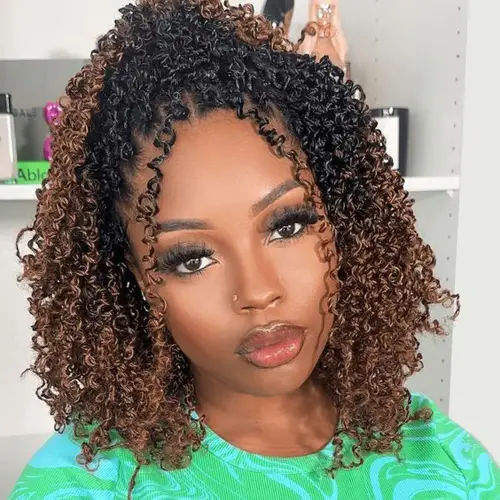 8"Yanky Twist Crochet Hair Pre-Looped Ombre Brown Synthetic
