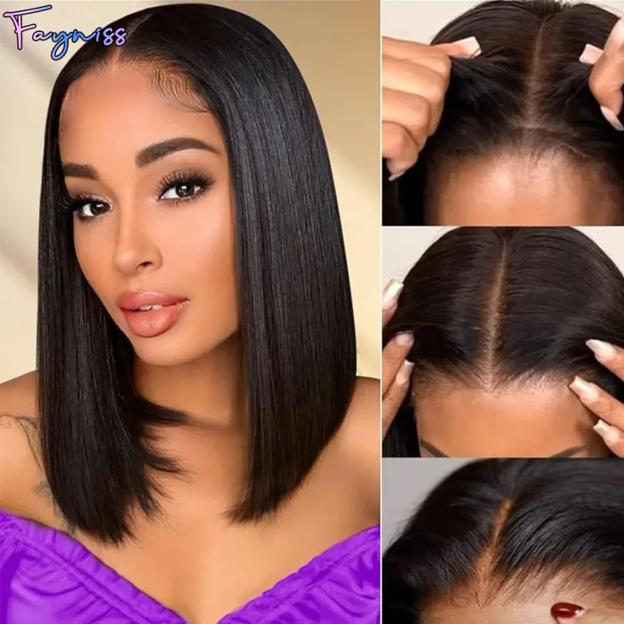 Wear and Go Glueless Straight Bob Wig 100% Human Hair Wigs