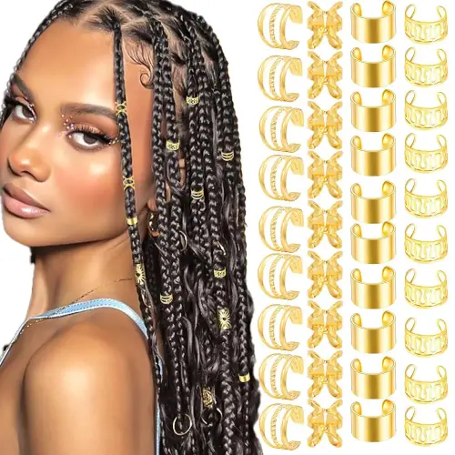 40pcs/set Hair Jewelry for Braids Gold Hair Cuffs Multi Style
