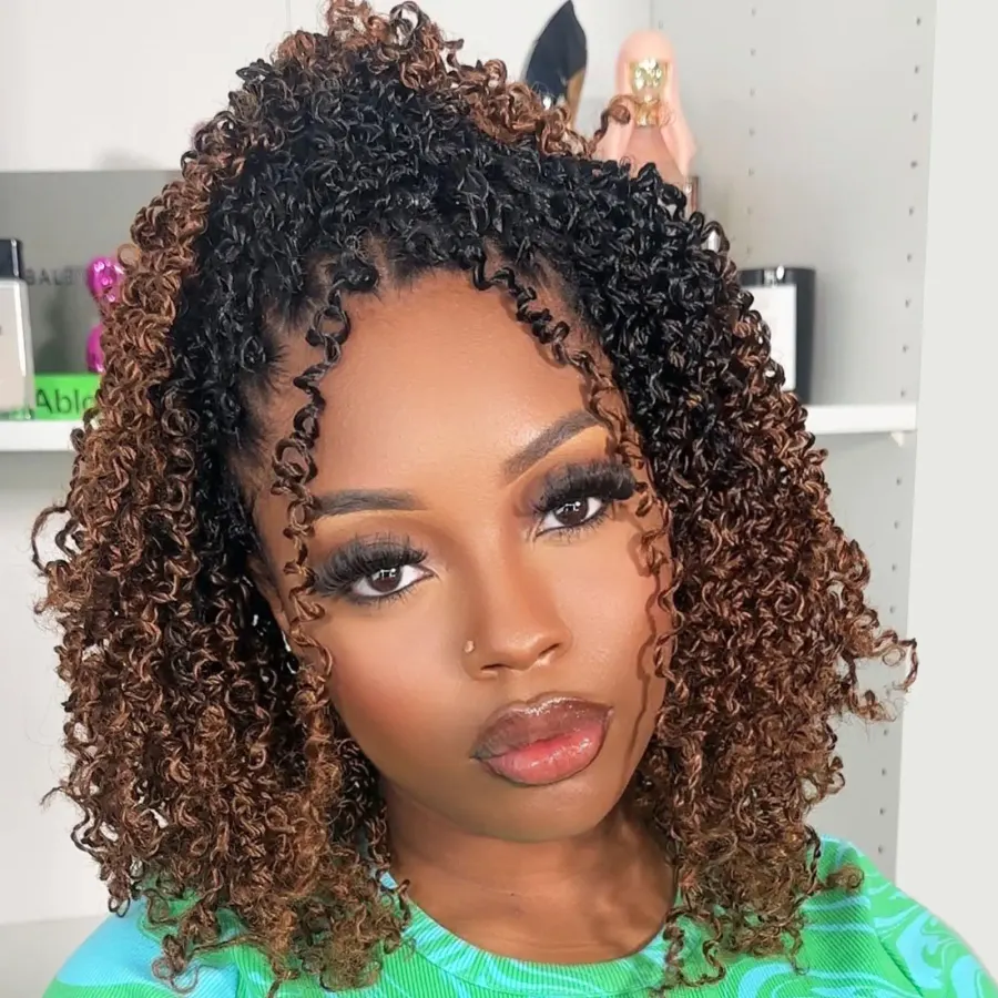 8" Yanky Twist Crochet Hair Ombre Brown Spring Twist Hair