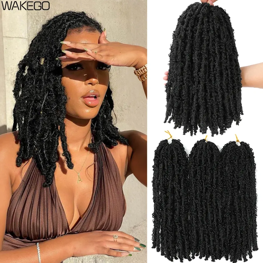 12 Inch 1B Butterfly Locs Crochet Hair Dreadlocks Pre looped