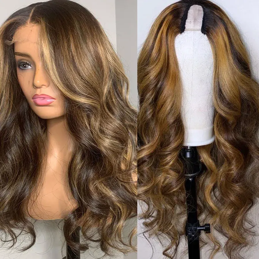 V part Wigs Highlight Ombre Human Hair U part Wigs 250Density