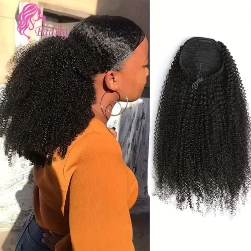 Afro Kinky Curly Ponytail Human Hair Extensions Drawstring