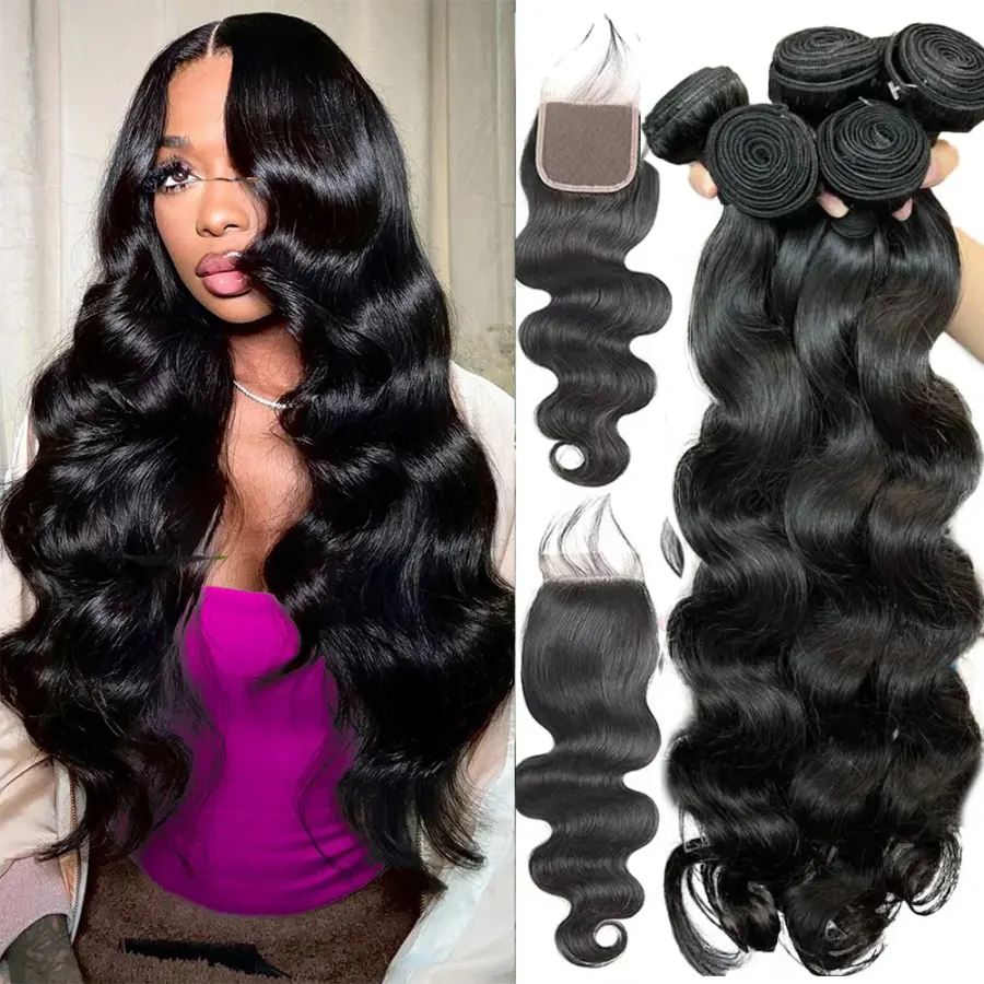 Human Hair Bundles with Closure Body Wave Brazilian Virgin