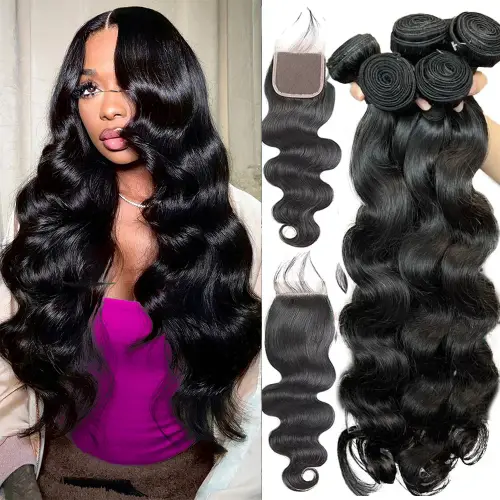 Human Hair Bundles with Closure Body Wave Brazilian Virgin