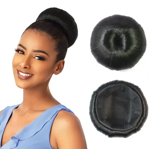 Fake Hair Bun Synthetic Straight Chignon Donut Clip In On