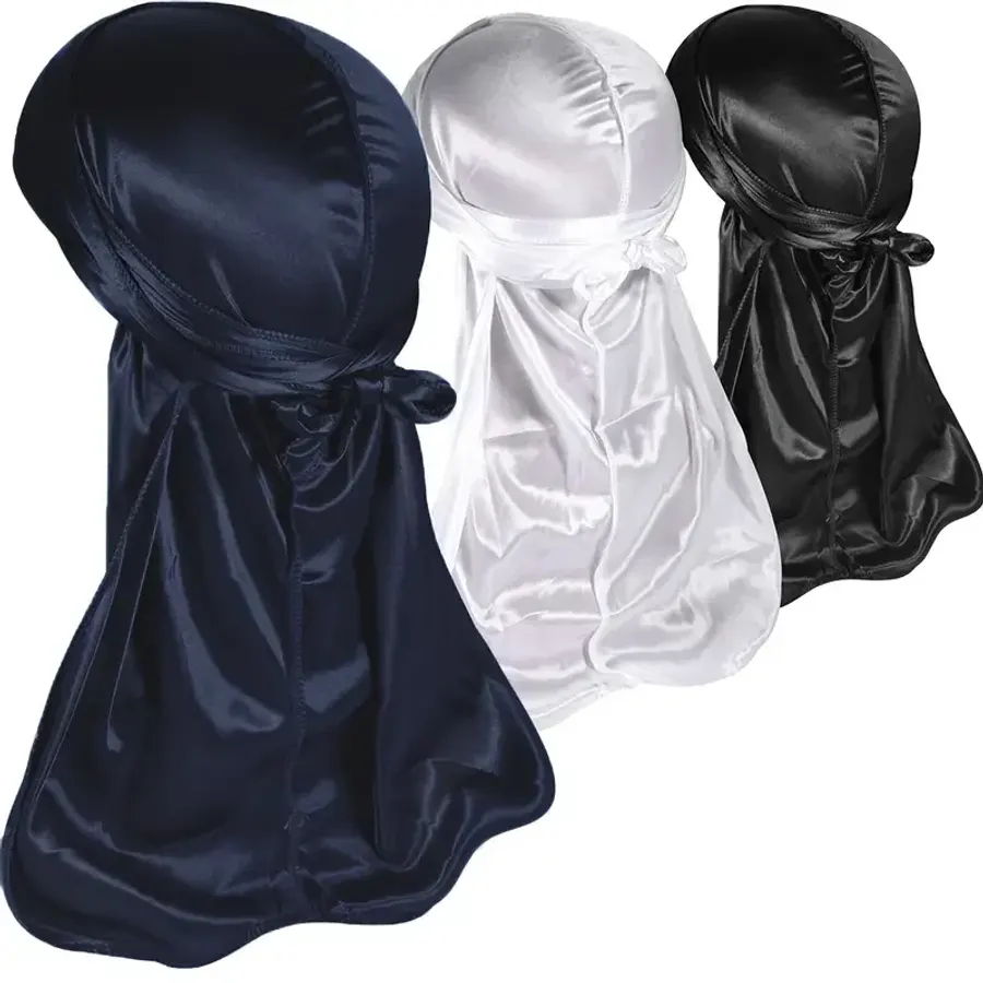 3pcs/Set Durag Silky Durags Pack for Men 360 Waves Men'S