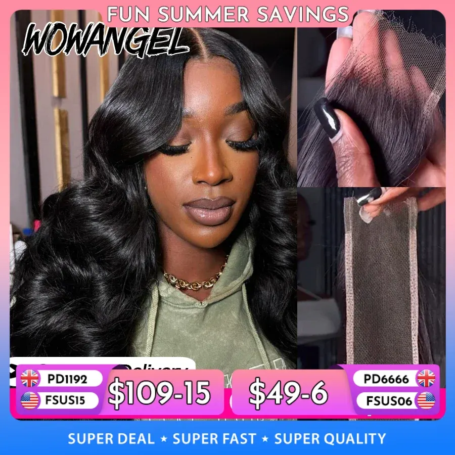 2x6 HD Lace Closure Only Body Wave Human Hair Pre Plucked