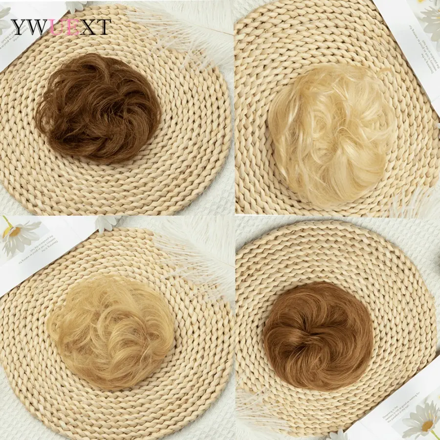 Curly Human Hair Chignon Buns Ponytail Hairpiece Flexible