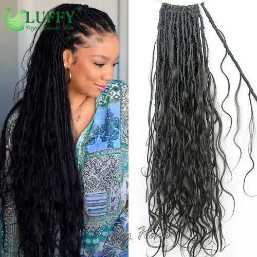 Pre-looped Crochet Boho Locs with Human Hair Body Wave