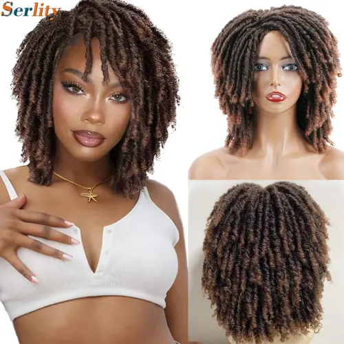 Dreadlock Wig Short Twist Wigs 6” Synthetic Faux Locs Braided