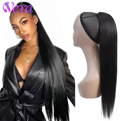 Straight Drawstring Ponytail 100% Human Hair Extensions