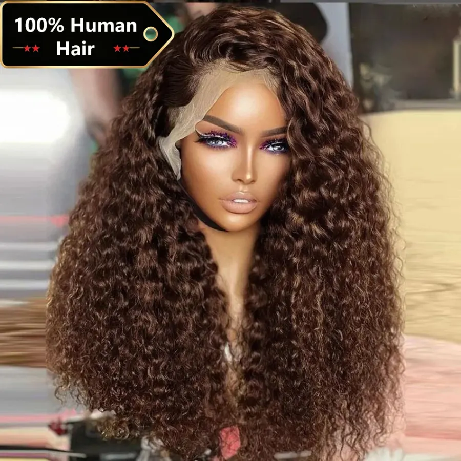 Deep Wave Frontal Wig 13x4 13x6 Hd Lace 30 Inch Chocolate