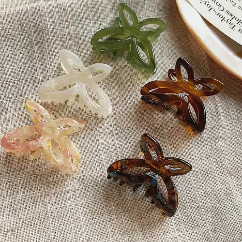 New Butterfly Hair Clips Women Retro French Personality Jelly