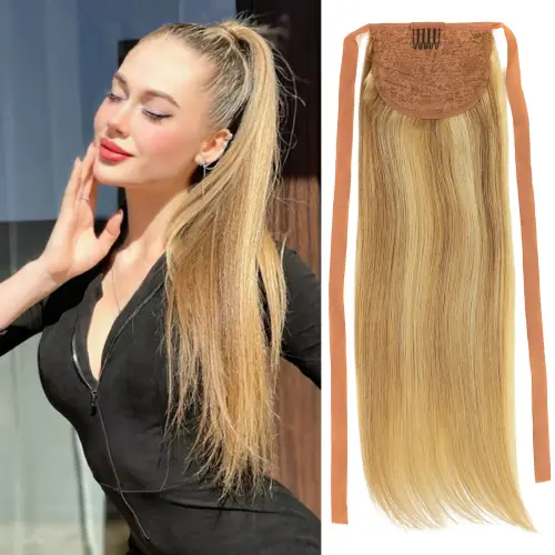 Ponytail Human Hair Wrap Around Clip in Pony Tail 100% Human