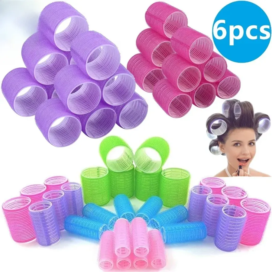 6pcs Self-Grip Hair Rollers Heatless Hair Curlers No Heat