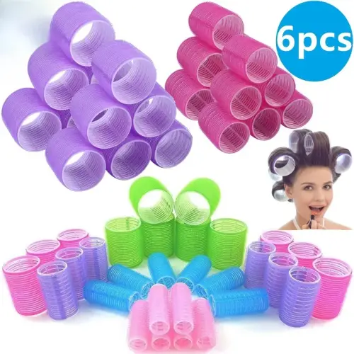 6pcs Self-Grip Hair Rollers Heatless Hair Curlers No Heat