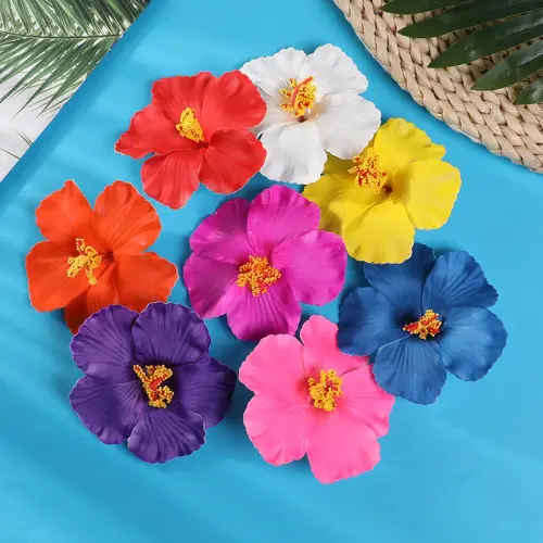 5Pcs 10CM Hawaiian Flower Hair Clip Summer Beach Birthday