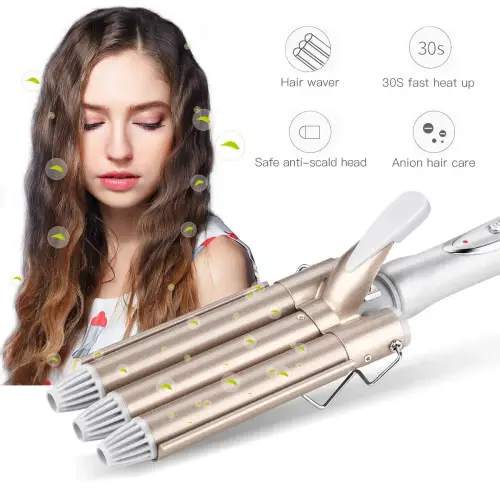 Professional 3 Barrel Curling Iron Wand Fast Heating
