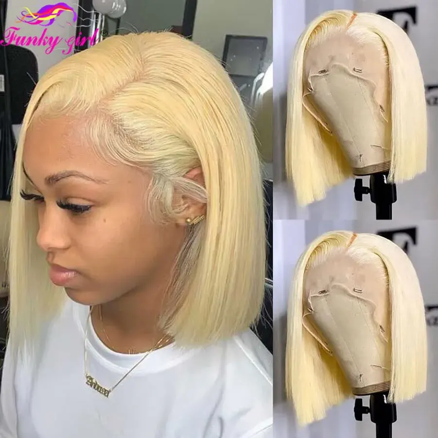 Short Bob Lace Front Wigs 613 Blonde Bob Human Hair Wig