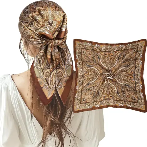 1 Pcs 27.5 Inches Satin Head Scarf Silk Like Hair Scarf Stain