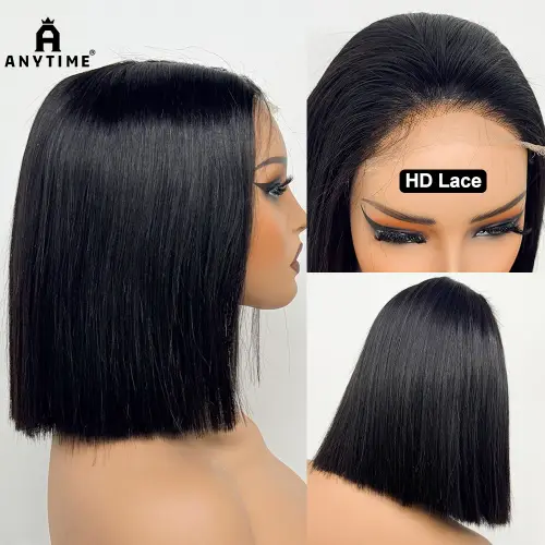 Real HD Lace 5x5 Bob Wigs 2x6 Lace Closure Wig Bone Straight