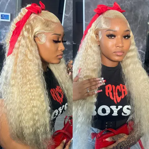 Deep Wave 13x4 13x6 Lace Front Human Hair Wig Preplucked 613