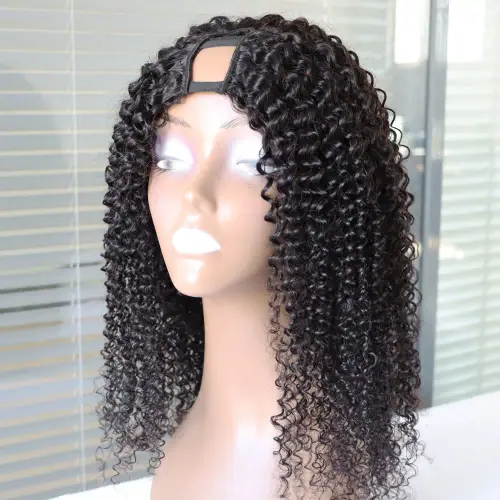 Kinky Curly Human Hair Wigs U Part Hair Wig Curly V Shape
