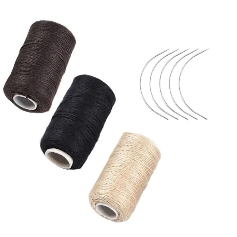 3 Rolls Hair Weaving Thread Cotton Sewing Thread With 5 pcs C
