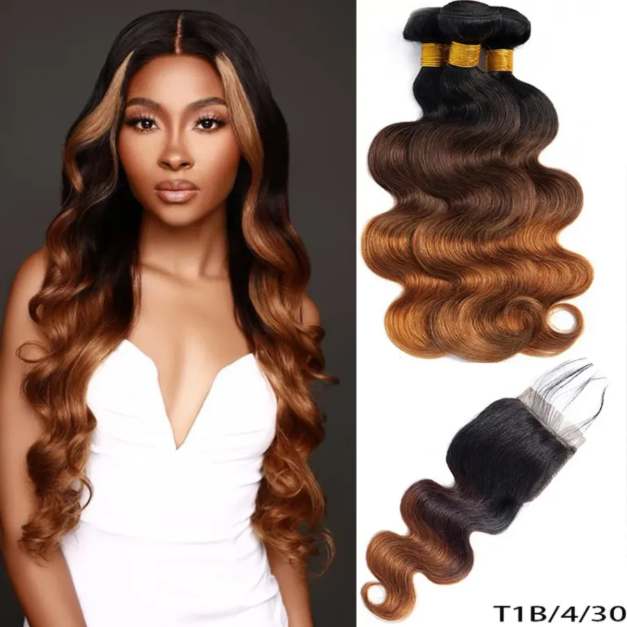 100% Brazilian Virgin Hair Body Wave Bundles With Closure