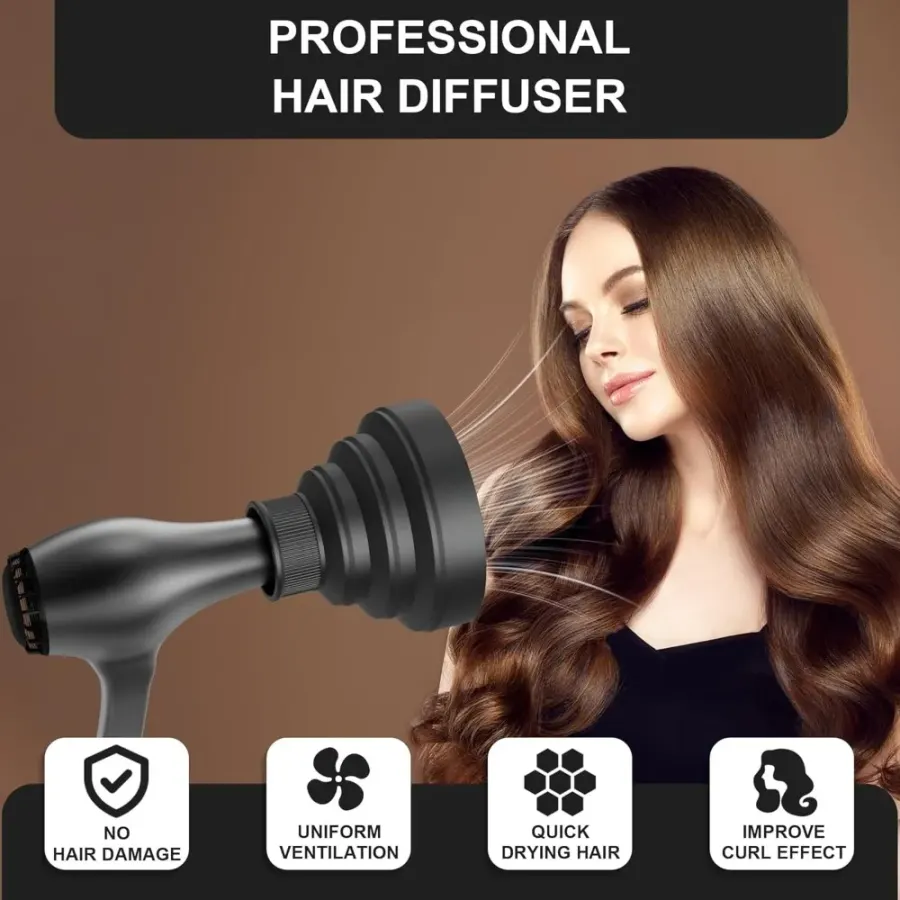 Universal Blow Dryer Diffuser Attachment for Curly Thick Hair