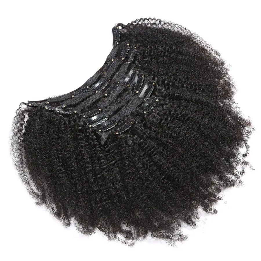 8pcs Kinky Curly Clip In Hair Extensions Human Hair 100%